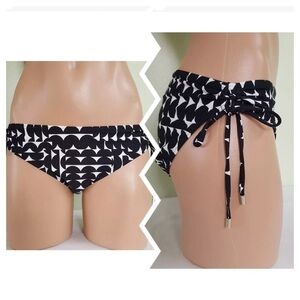 Calvin Klein Swimwear Geometric Black & White Side Tie Hipster Bikini Bottom XS